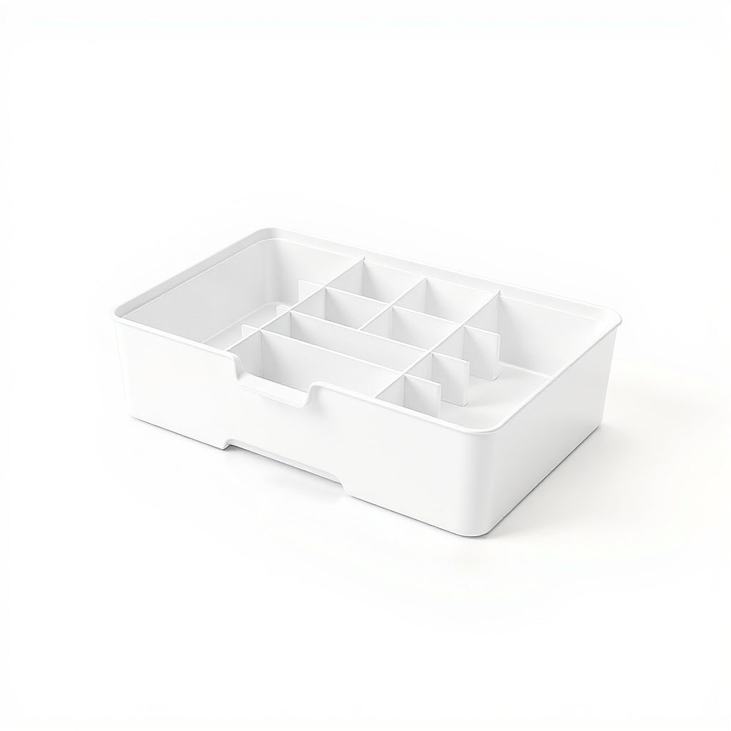 Plastic Drawer Organizer – 12 x 6 x 2 in, White, Minimalist
