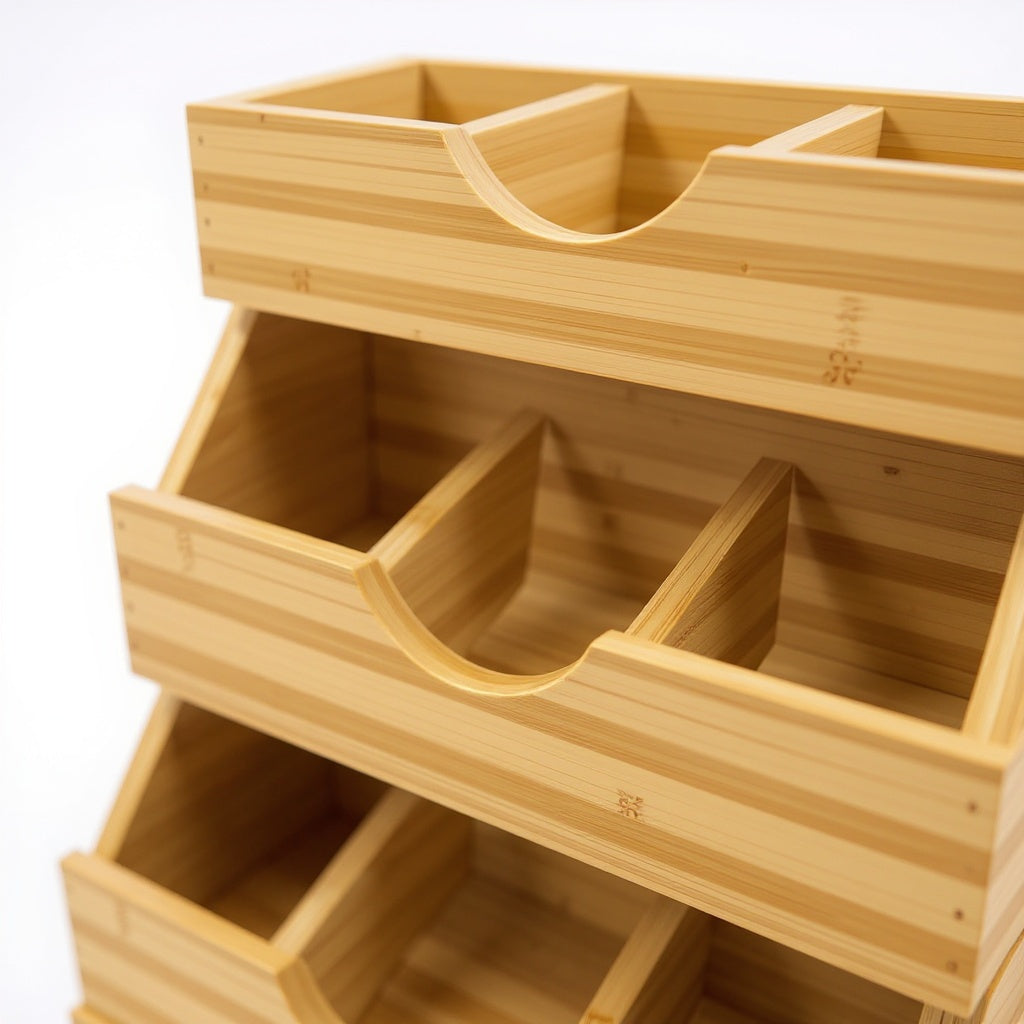 Bamboo Tiered Spice Organizer – 12 x 6 x 3 inches, Natural Finish, Minimalist