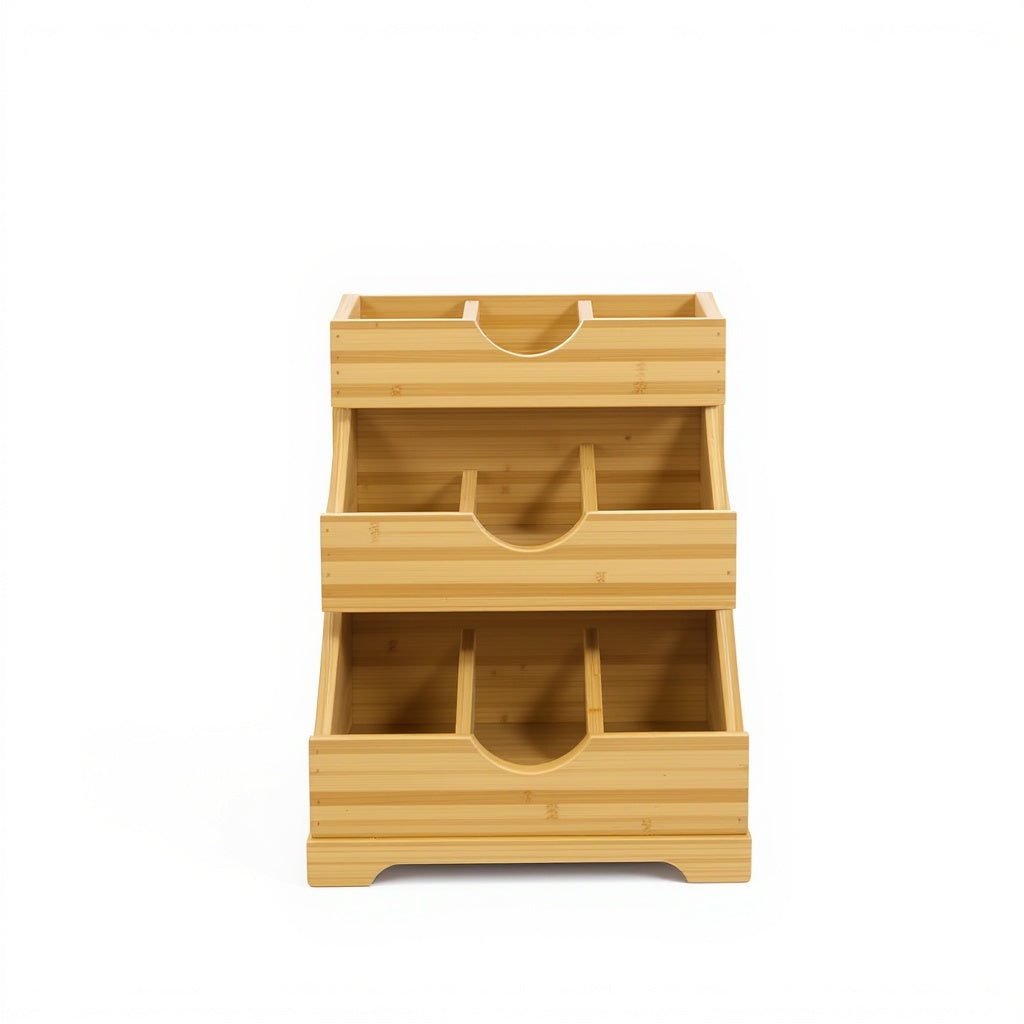 Bamboo Tiered Spice Organizer – 12 x 6 x 3 inches, Natural Finish, Minimalist