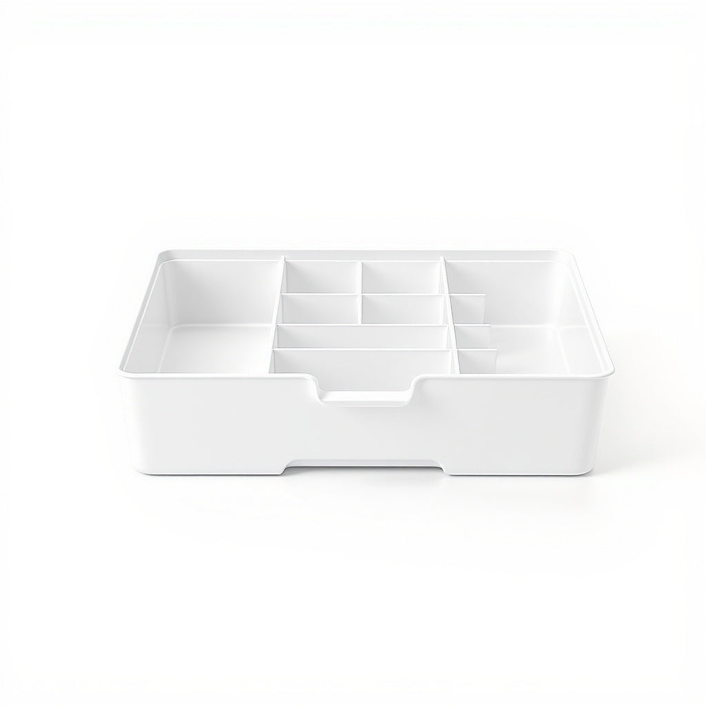 Plastic Drawer Organizer – 12 x 6 x 2 in, White, Minimalist