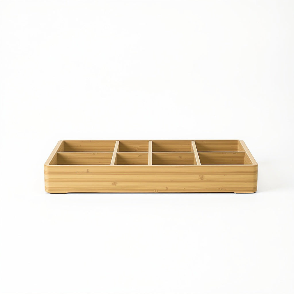 Bamboo Cutlery Organizer – 18-Inch Expandable, Non-Slip Base, Fits Standard Drawers