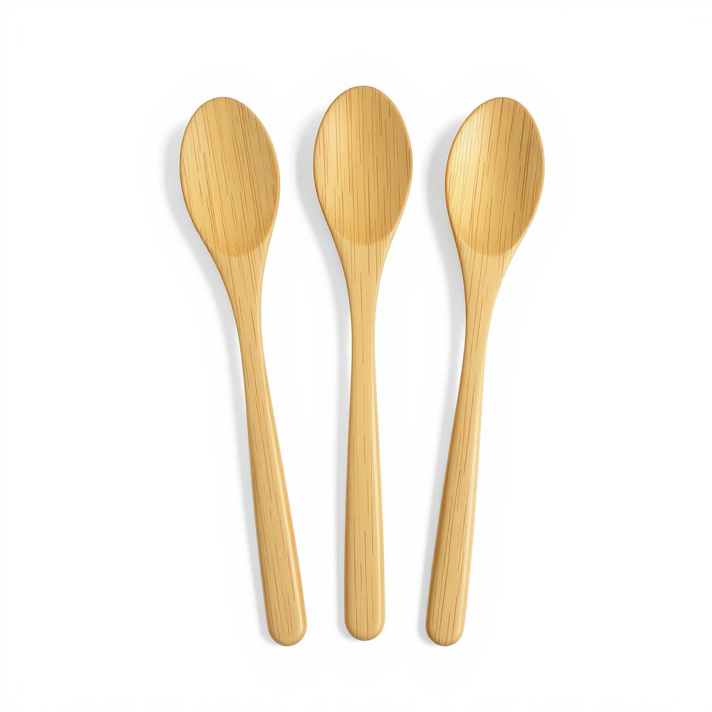 Bamboo Wooden Spoon Set – Splinter-Resistant, 12-inch, Natural