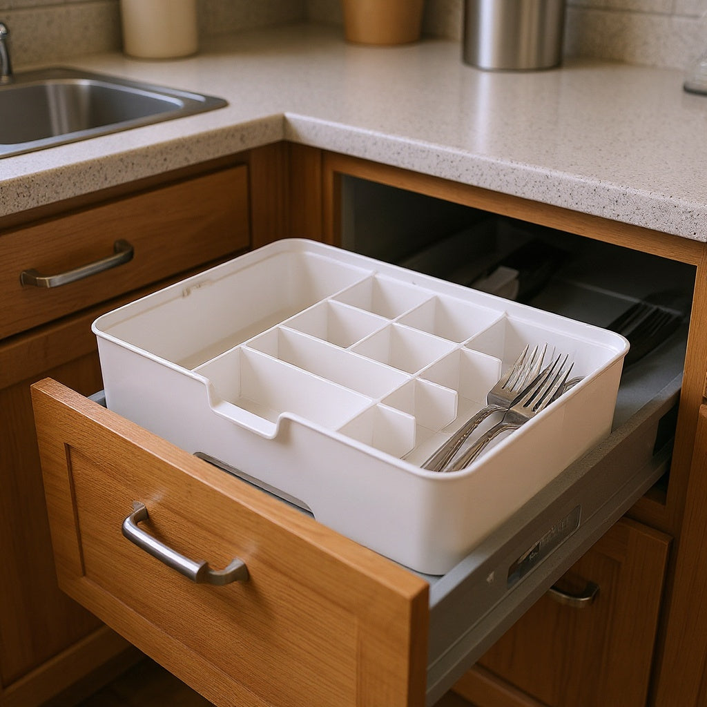 Plastic Drawer Organizer – 12 x 6 x 2 in, White, Minimalist