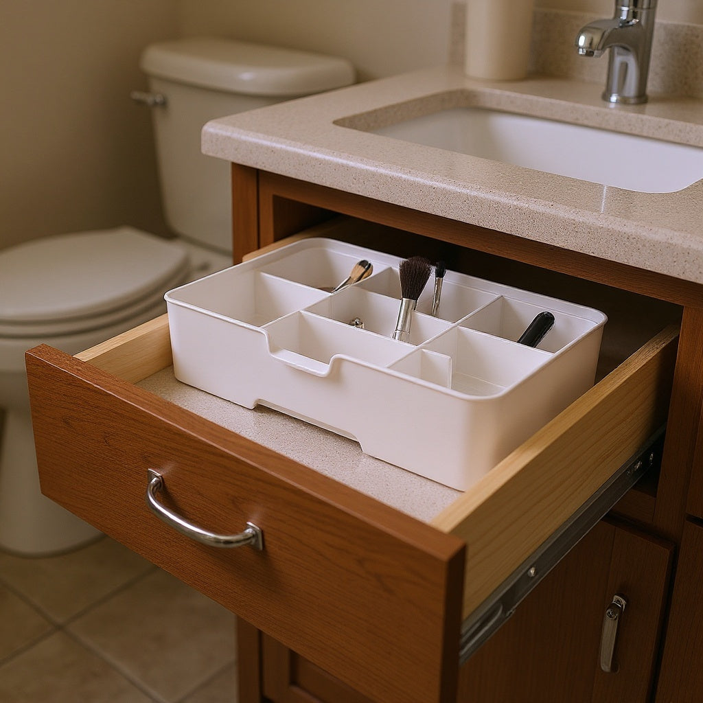 Plastic Drawer Organizer – 12 x 6 x 2 in, White, Minimalist